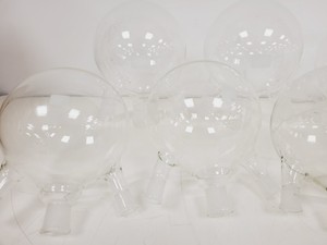 Thumbnail image of Large Lot of 28 Laboratory Round Bottom Flange Flasks - Quickfit, Schott, Lab