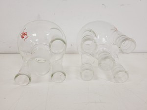 Thumbnail image of Large Lot of 28 Laboratory Round Bottom Flange Flasks - Quickfit, Schott, Lab
