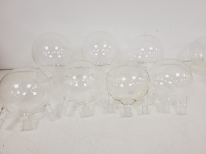 Thumbnail image of Large Lot of 28 Laboratory Round Bottom Flange Flasks - Quickfit, Schott, Lab