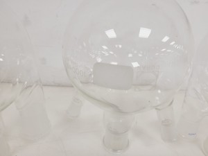 Thumbnail image of Large Lot of 28 Laboratory Round Bottom Flange Flasks - Quickfit, Schott, Lab