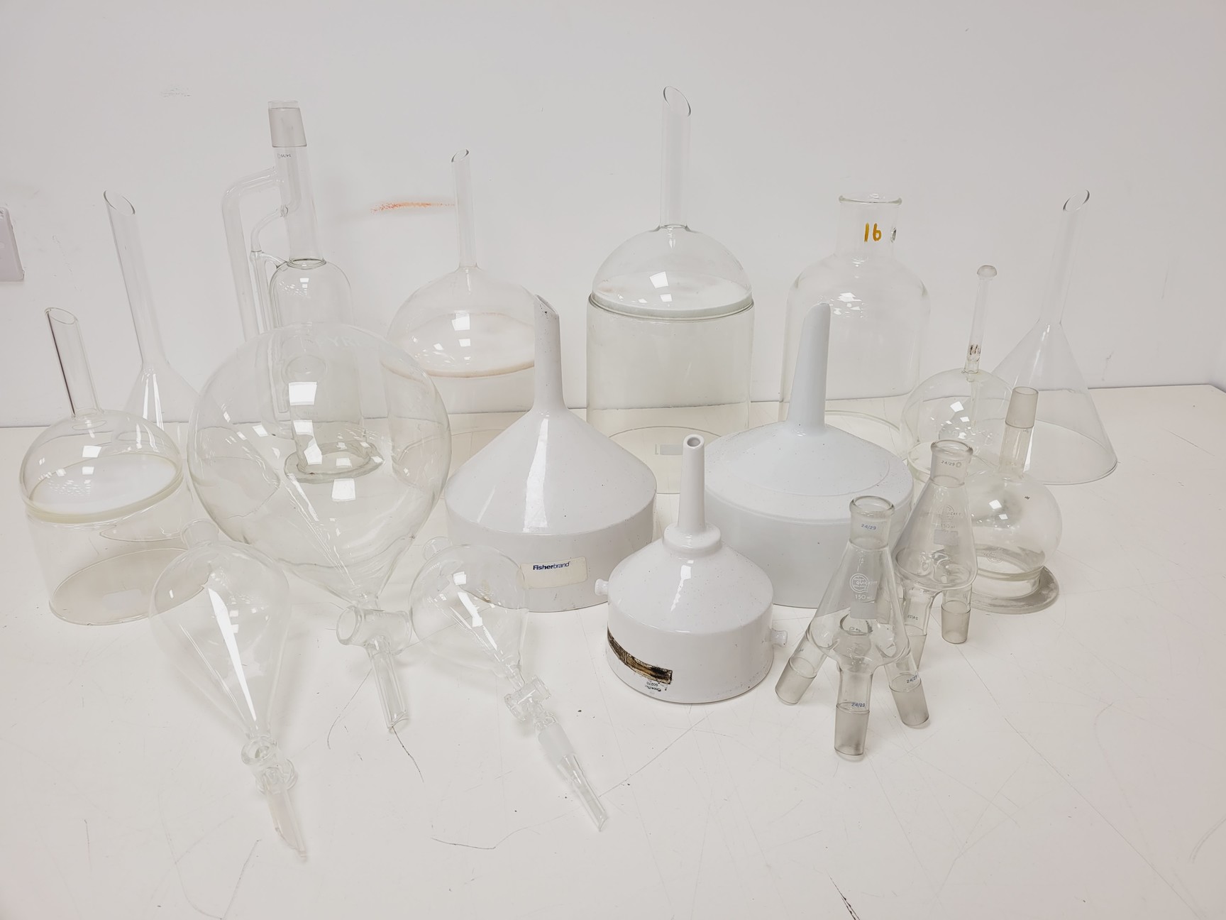Image of Job Lot of Glass and Ceramic Lab Funnels Buchner, Dropping, Filter