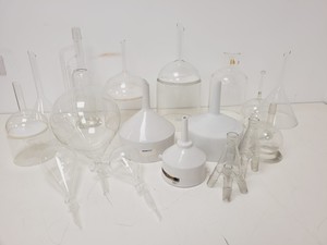 Thumbnail image of Job Lot of Glass and Ceramic Lab Funnels Buchner, Dropping, Filter