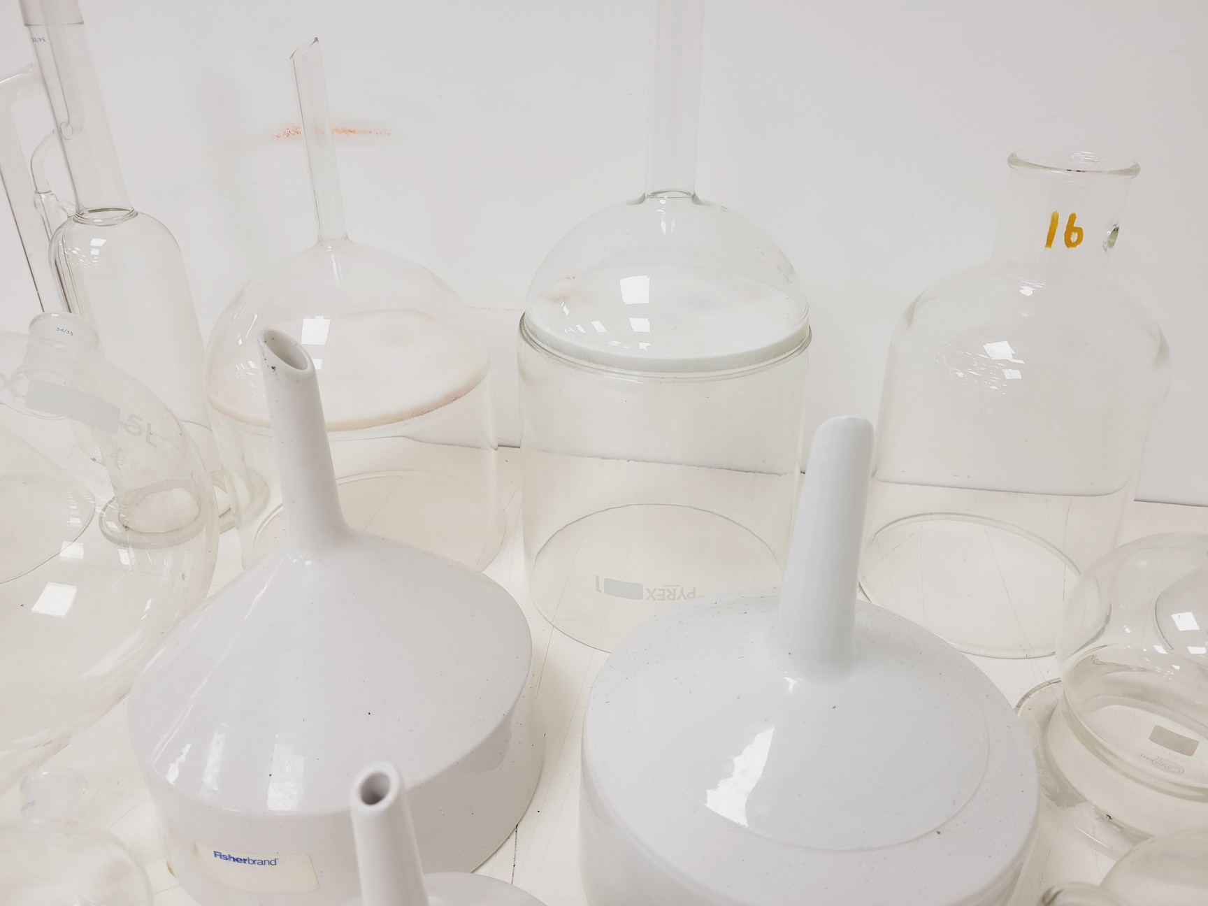 Image of Job Lot of Glass and Ceramic Lab Funnels Buchner, Dropping, Filter