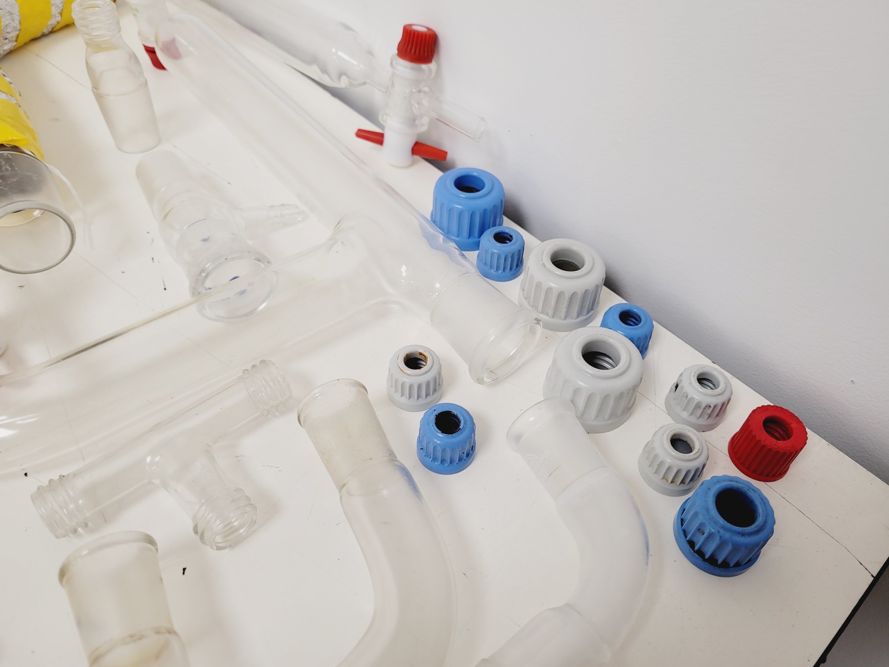 Image of Large Lot of Distillation Laboratory Glassware - Jointed Tubes, Clamps Quickfit