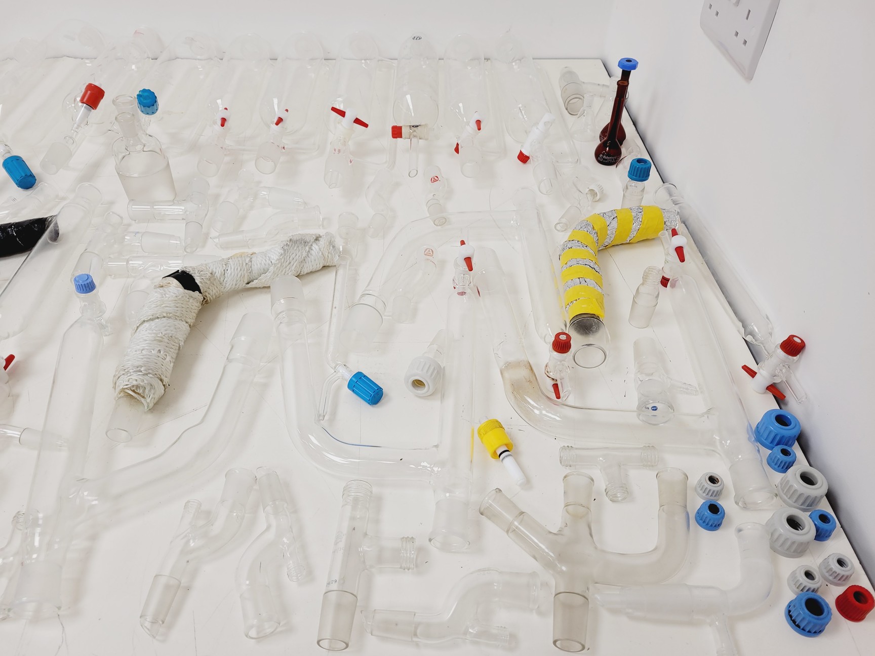 Image of Large Lot of Distillation Laboratory Glassware - Jointed Tubes, Clamps Quickfit