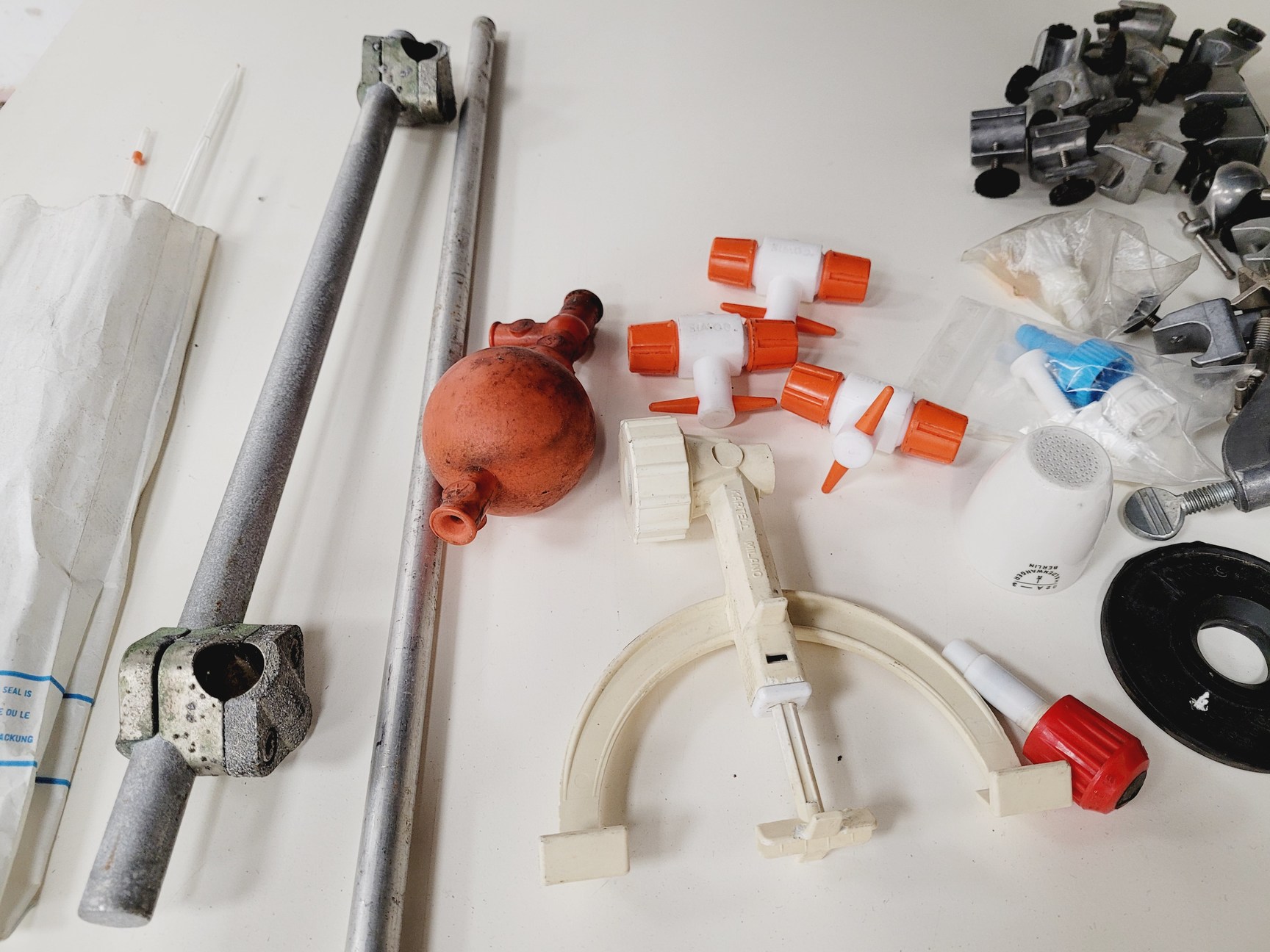 Image of Large Lot of Distillation Laboratory Glassware - Jointed Tubes, Clamps Quickfit