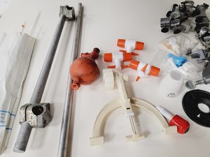 Thumbnail image of Large Lot of Distillation Laboratory Glassware - Jointed Tubes, Clamps Quickfit