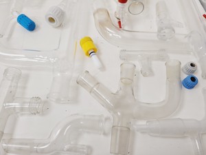 Thumbnail image of Large Lot of Distillation Laboratory Glassware - Jointed Tubes, Clamps Quickfit