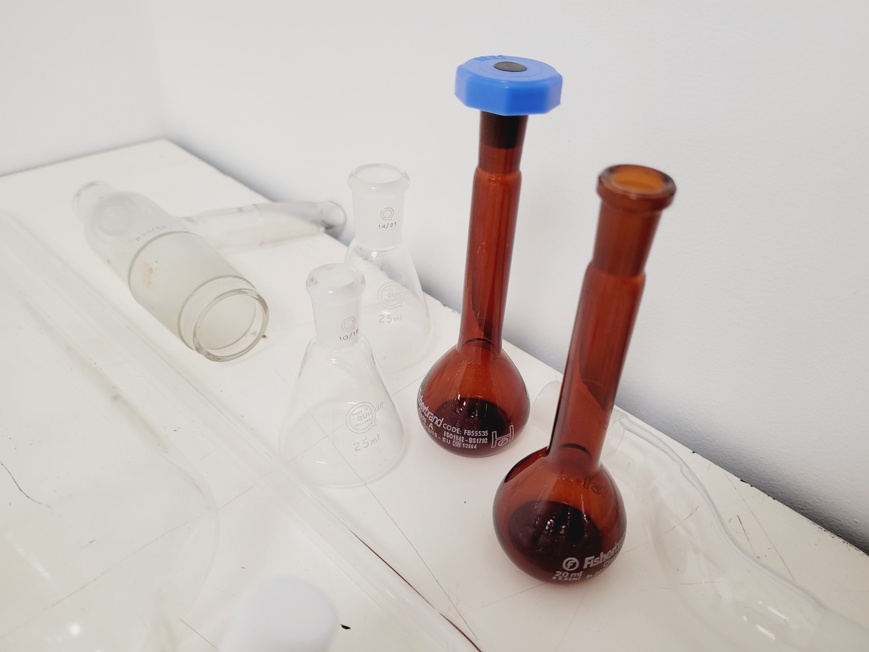 Image of Large Lot of Distillation Laboratory Glassware - Jointed Tubes, Clamps Quickfit
