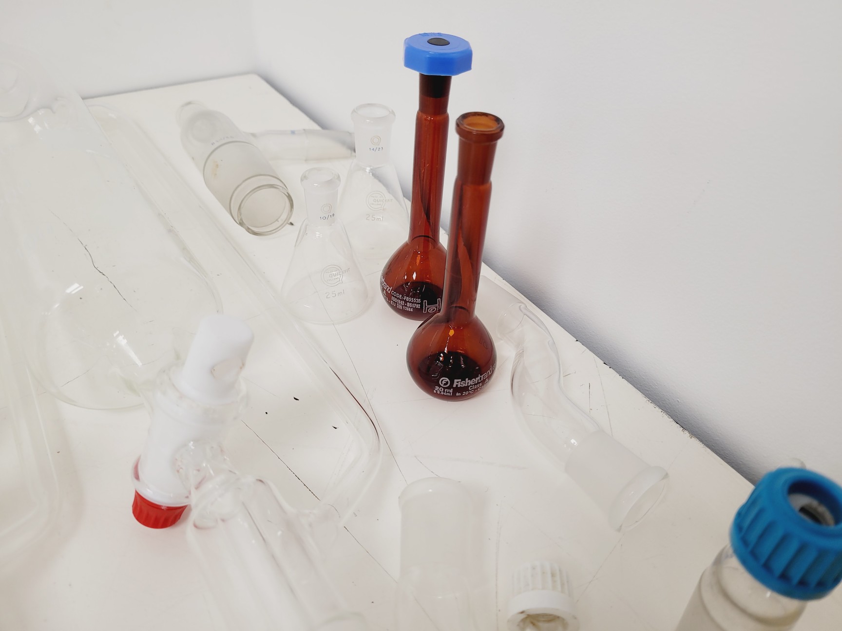 Image of Large Lot of Distillation Laboratory Glassware - Jointed Tubes, Clamps Quickfit