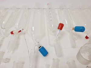 Thumbnail image of Large Lot of Distillation Laboratory Glassware - Jointed Tubes, Clamps Quickfit