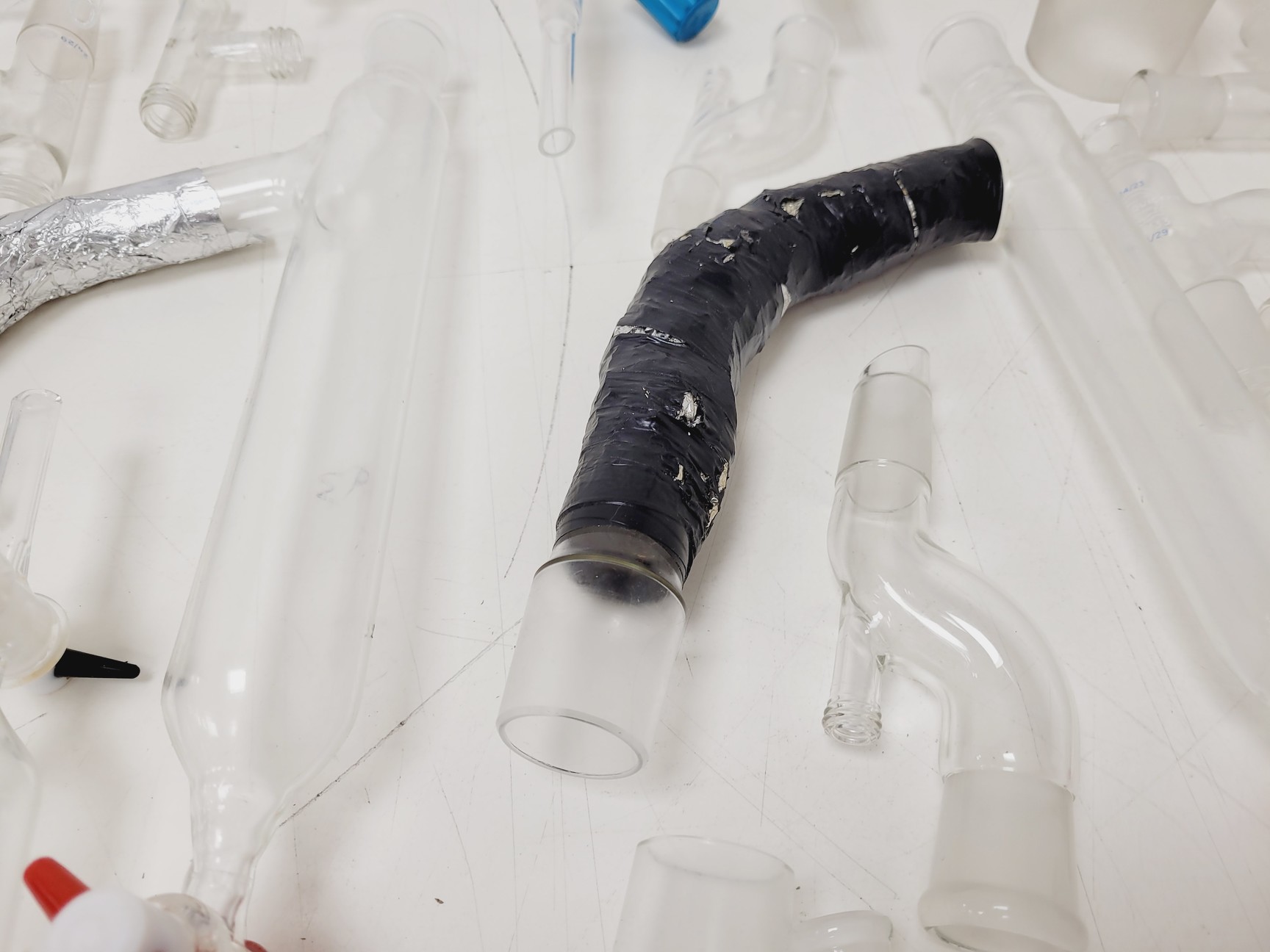 Image of Large Lot of Distillation Laboratory Glassware - Jointed Tubes, Clamps Quickfit
