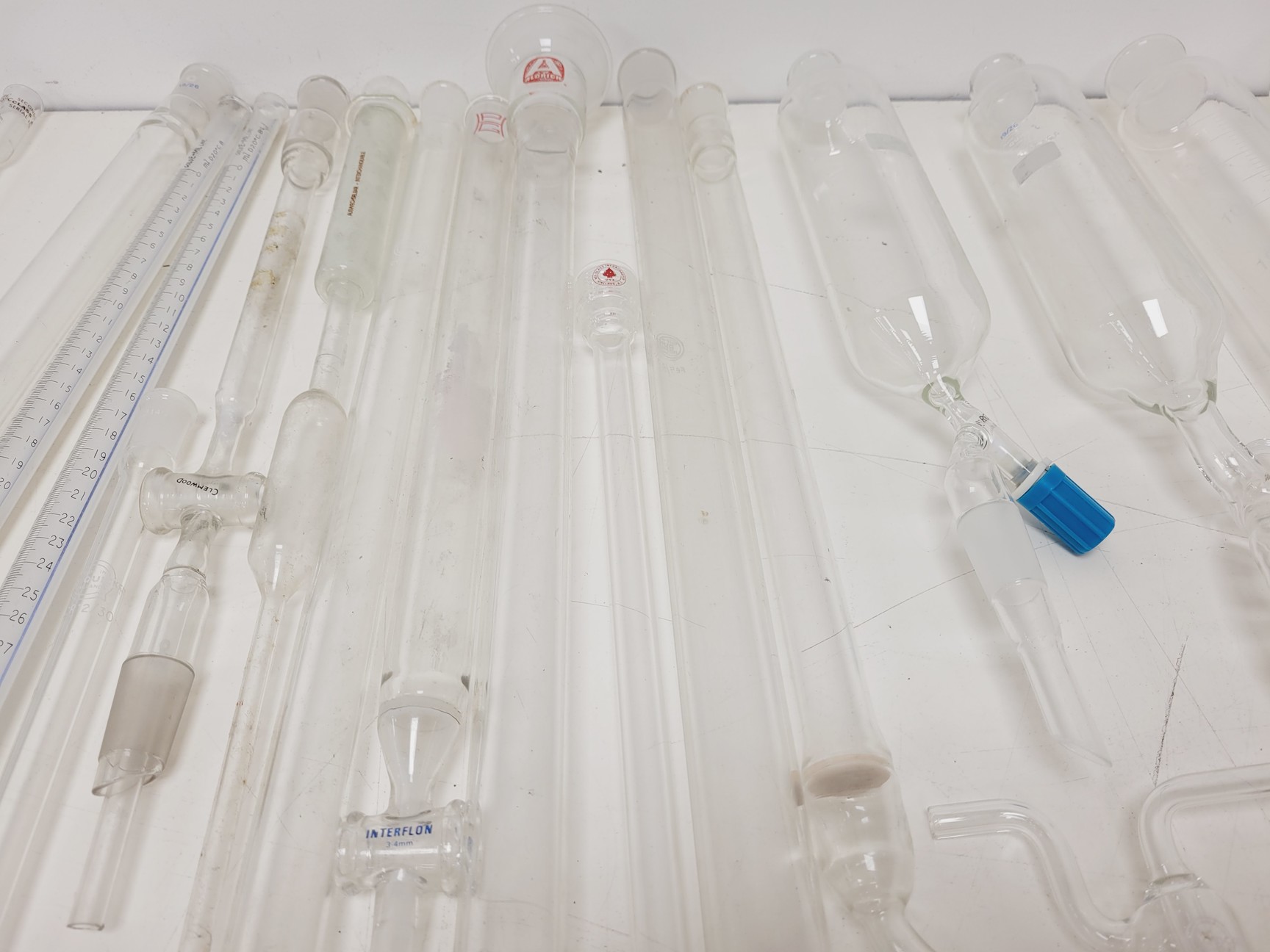 Image of Large Lot of Distillation Laboratory Glassware - Jointed Tubes, Clamps Quickfit