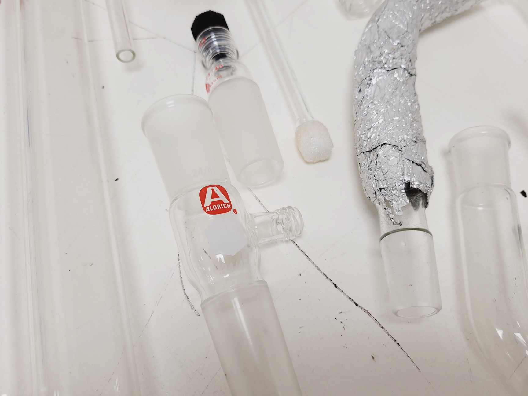 Image of Large Lot of Distillation Laboratory Glassware - Jointed Tubes, Clamps Quickfit