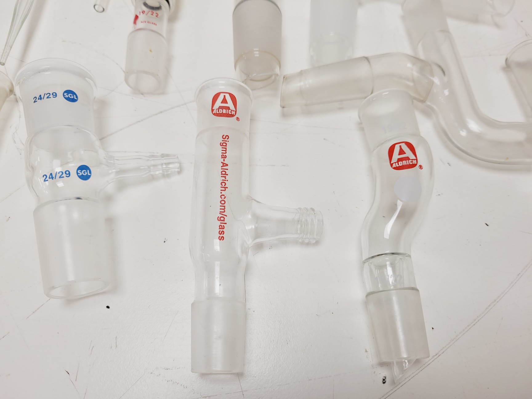Image of Large Lot of Distillation Laboratory Glassware - Jointed Tubes, Clamps Quickfit