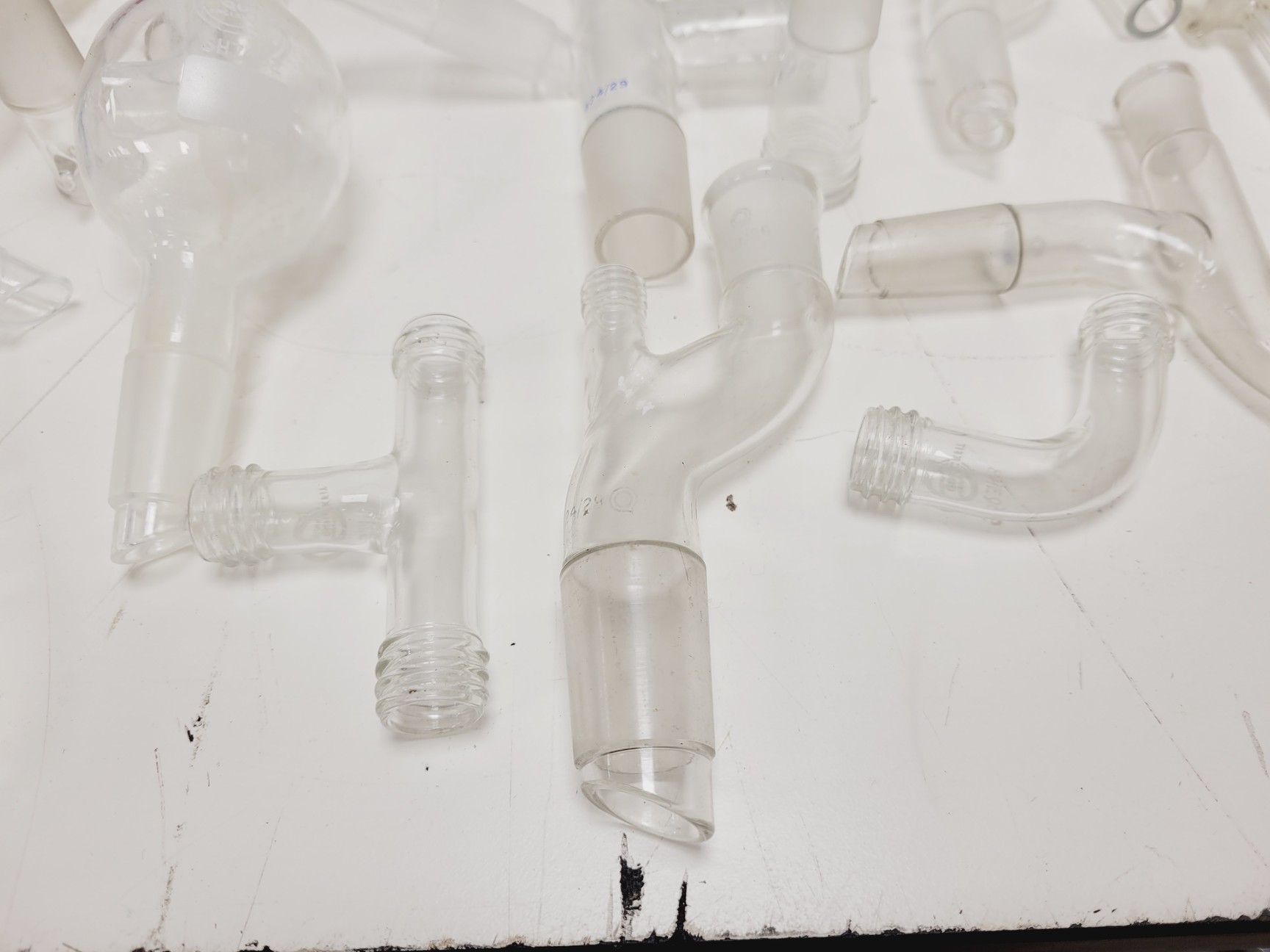 Image of Large Lot of Distillation Laboratory Glassware - Jointed Tubes, Clamps Quickfit