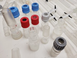 Thumbnail image of Large Lot of Distillation Laboratory Glassware - Jointed Tubes, Clamps Quickfit