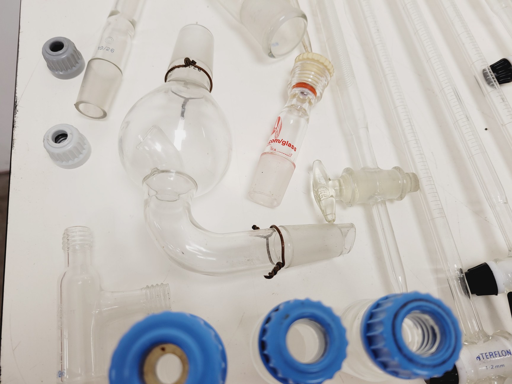 Image of Large Lot of Distillation Laboratory Glassware - Jointed Tubes, Clamps Quickfit