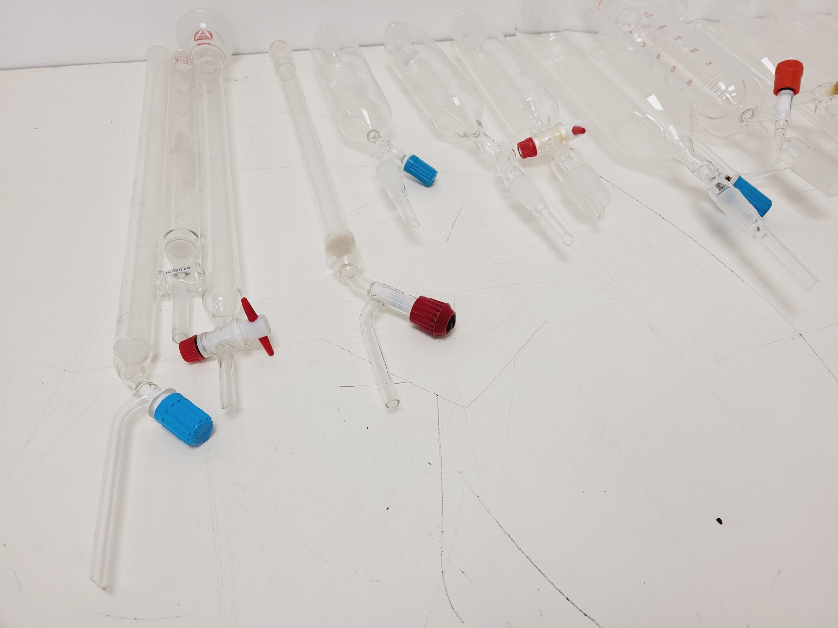 Image of Large Lot of Distillation Laboratory Glassware - Jointed Tubes, Clamps Quickfit