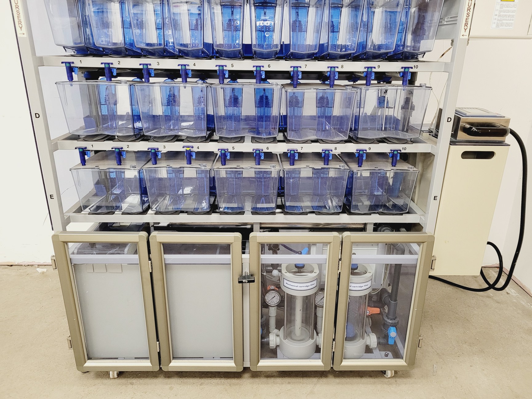 Image of Tecniplast Quarantine ZebTEC Rack Fish Tank System with ZB1020MN2AB Power Box