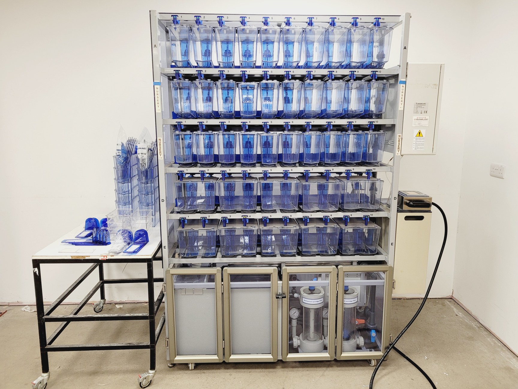 Image of Tecniplast Quarantine ZebTEC Rack Fish Tank System with ZB1020MN2AB Power Box