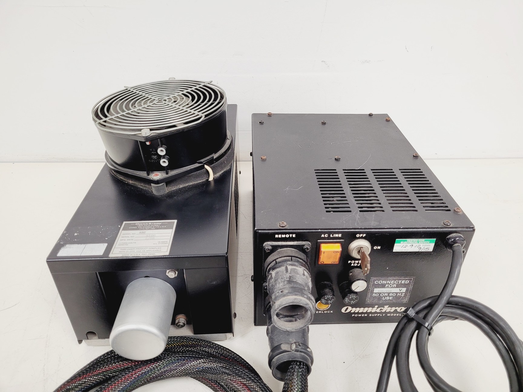 Image of Omnichrome Air-Cooled Argon Laser Head  Model - 532 with 155 Power Supply Lab