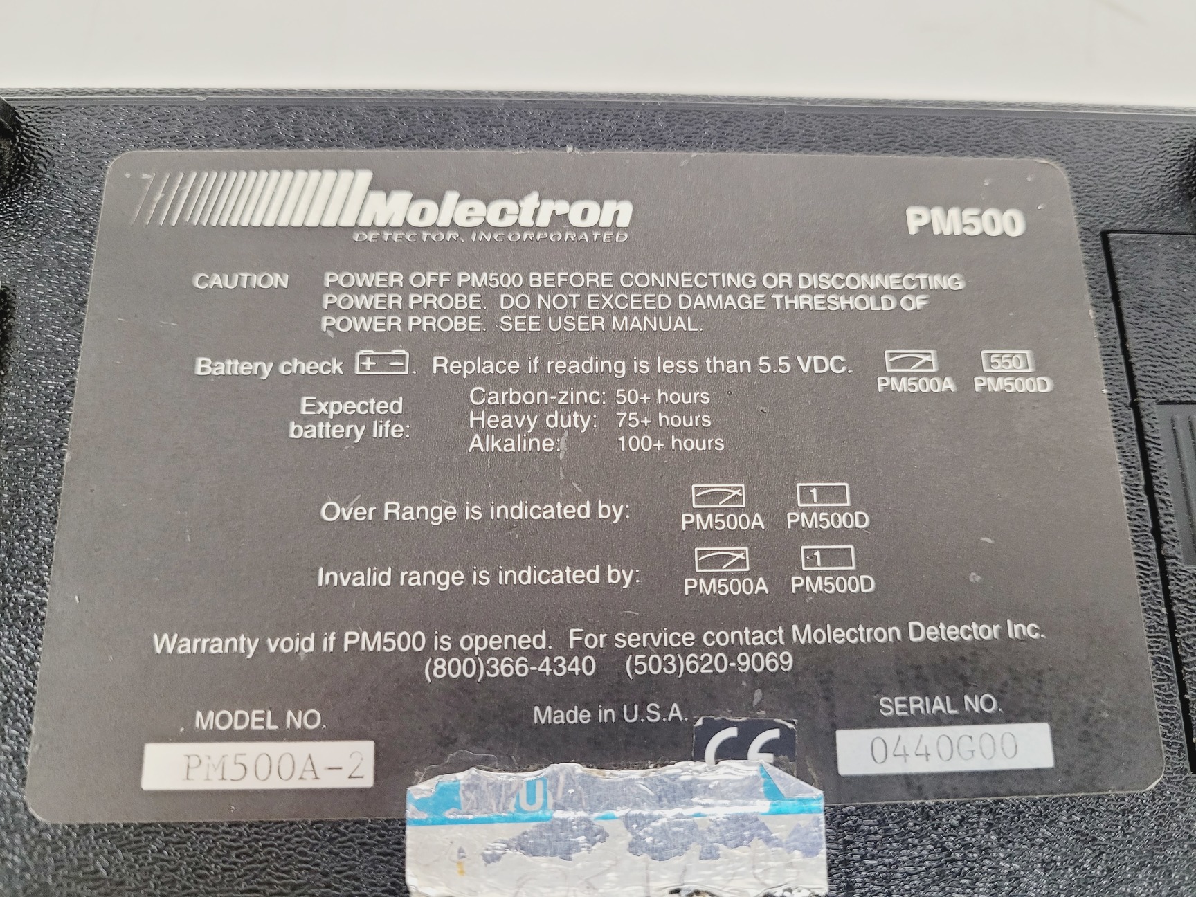 Image of Molectron Powermax PM500A-2 Laser Power Meter  Lab