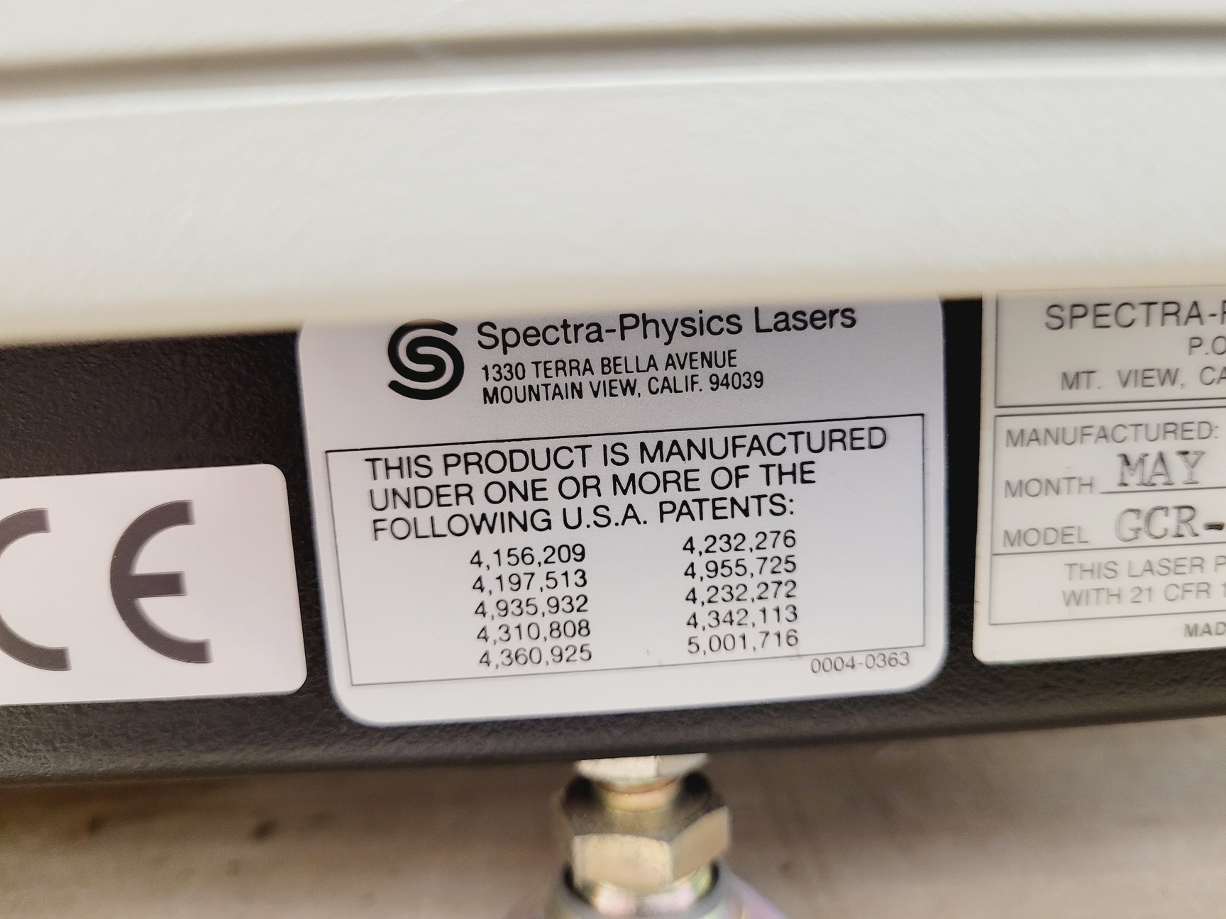 Image of Spectra-Physics Quanta-Ray Laser  Model - GCR-270 with Controller & Power Supply