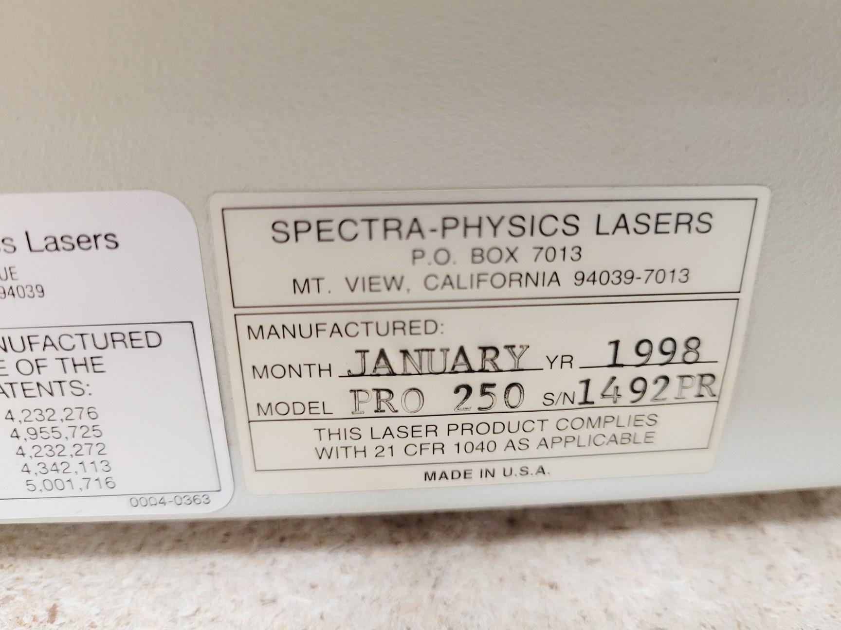 Image of Spectra-Physics Quanta-Ray Laser  Model - Pro 250 w/ Controller & Power Supply 