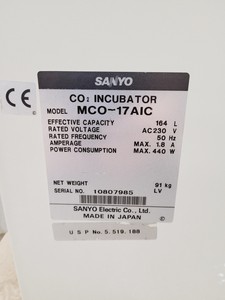 Thumbnail image of Sanyo CO2 Incubator  Model - MCO-17AIC Lab Spares/Repairs