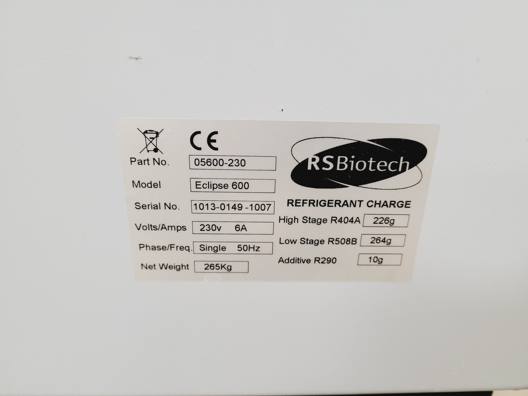 Image of RS Biotech Ultra Low Temp Laboratory Freezer Model - Eclipse 600 Lab