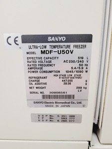 Thumbnail image of Sanyo Ultra Low-Temperature Laboratory Freezer  Model - MDF-U50V Lab