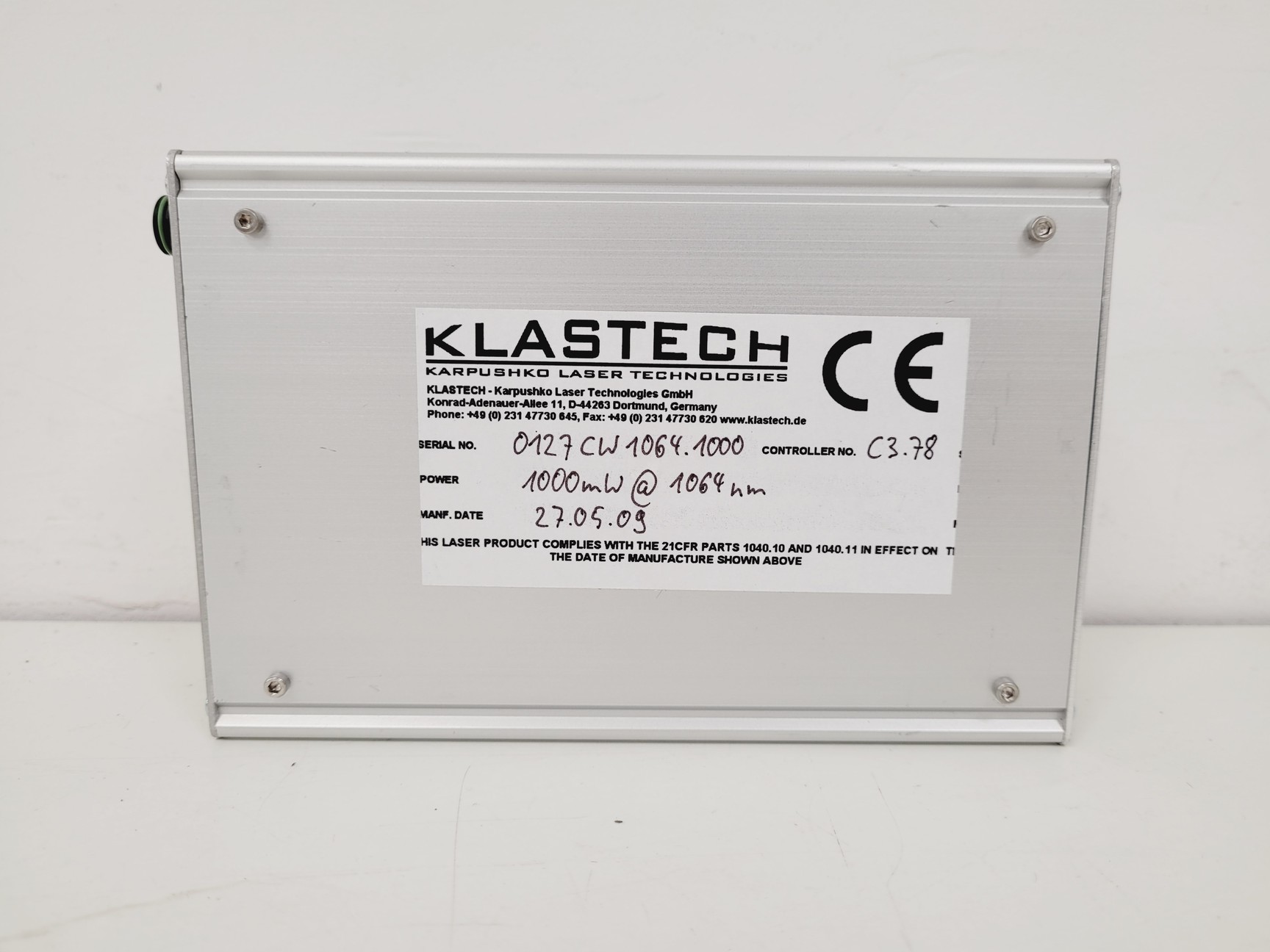 Image of Klastech C3.78 Laser Controller with XP AED100US19 Power Supply Lab