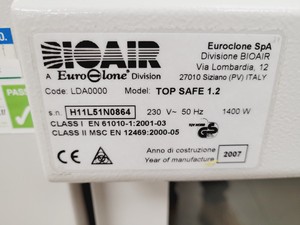 Thumbnail image of Bioair TopSafe 1.2 Class II 2 Biological Safety Cabinet Lab
