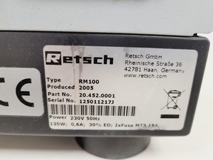 Thumbnail image of Retsch Mortar Grinder  Model - RM 100   Part no. 20.452.0001 Lab