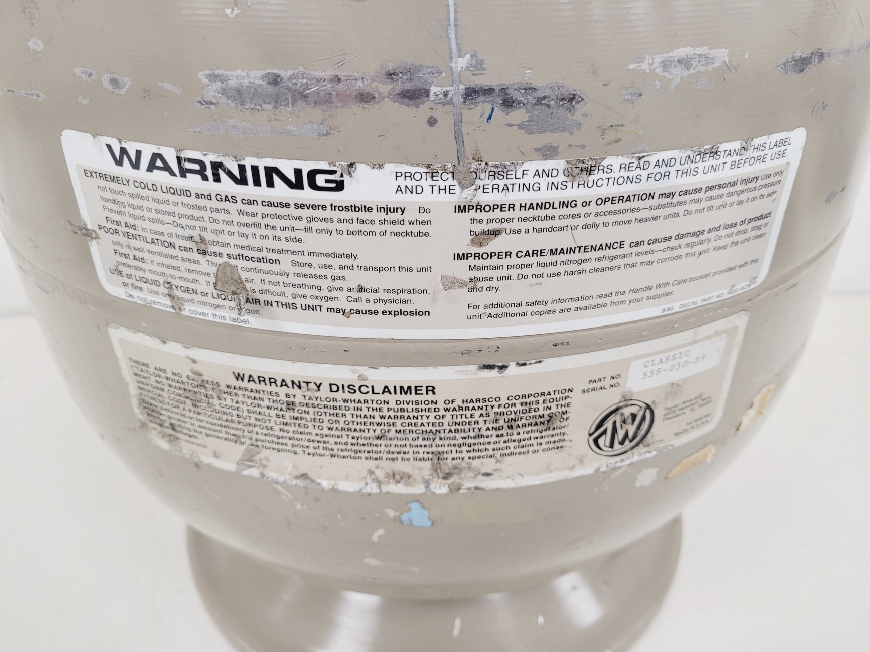 Image of Taylor Wharton Liquid Nitrogen Dewar  Model - Classic-25 Lab