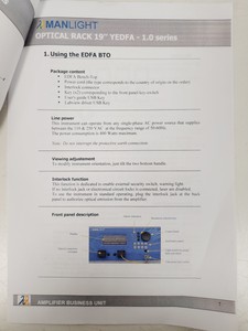 Thumbnail image of Manlight ER/YB Doped Fiber Amplifier Model HWT-EDFA-3UR-C-40-1 Lab