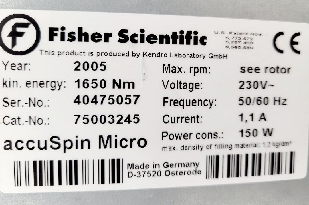 Image of Fisher Scientific accuSpin Micro with 13000rpm Rotor Cat No. 75003245 Lab