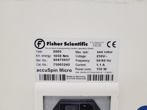 Thumbnail image of Fisher Scientific accuSpin Micro with 13000rpm Rotor Cat No. 75003245 Lab