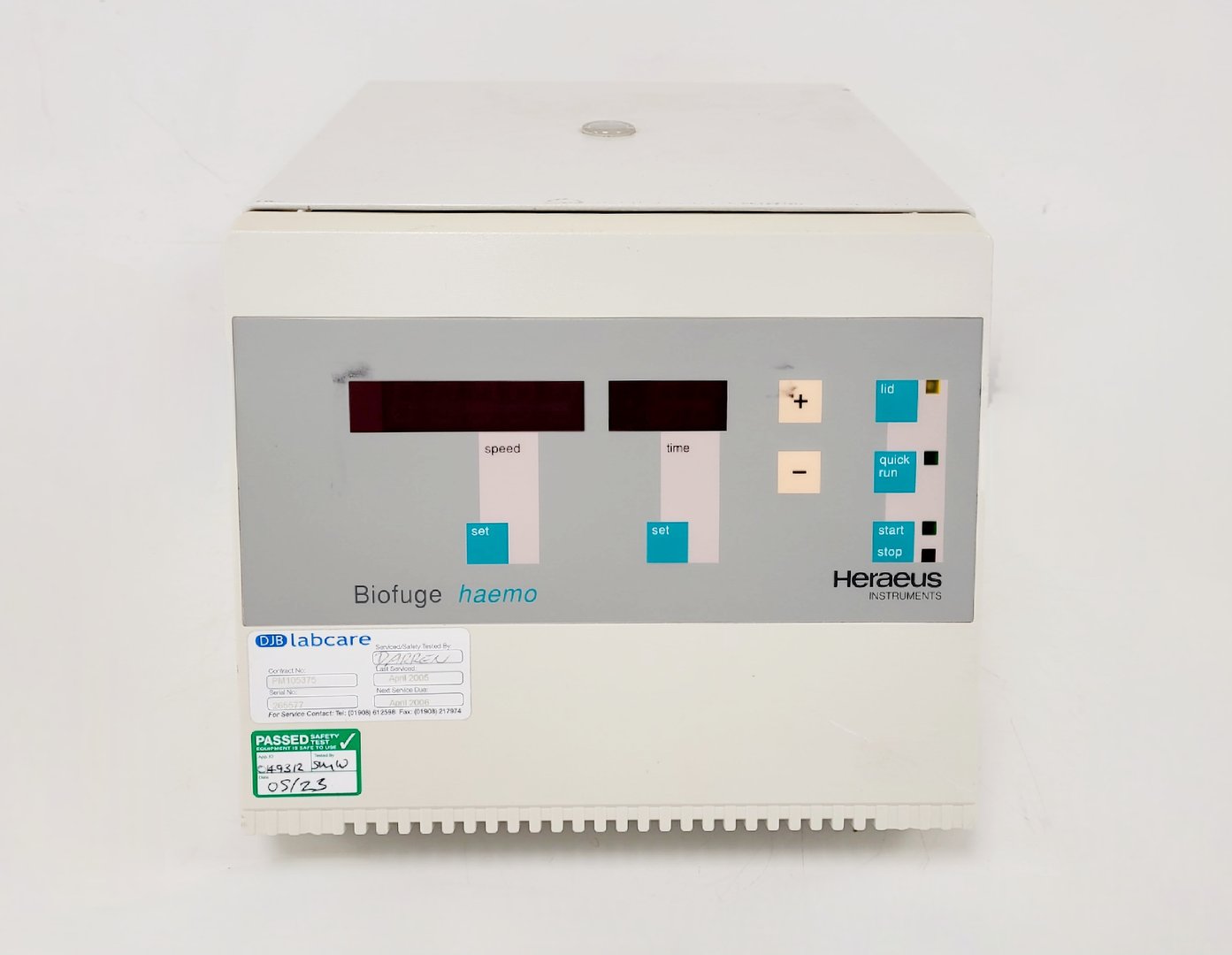 Heraeus Biofuge Haemo Centrifuge with 1067 Haematocrit Dish Rotor Lab