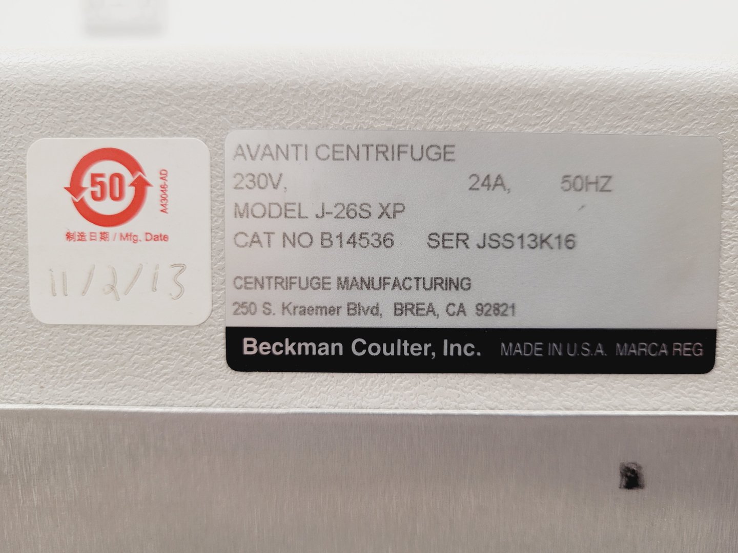 Image of Beckman Coulter Avanti J-26S-XP High Performance Centrifuge with Rotors Lab