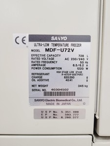 Thumbnail image of Sanyo MDF-U72V ULT VIP Series  Ultra Low Temperature Freezer Lab