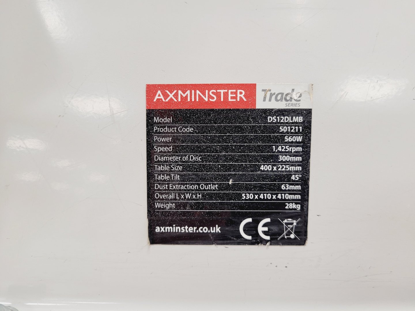 Image of Axminster DS12DLMB Disc Sander