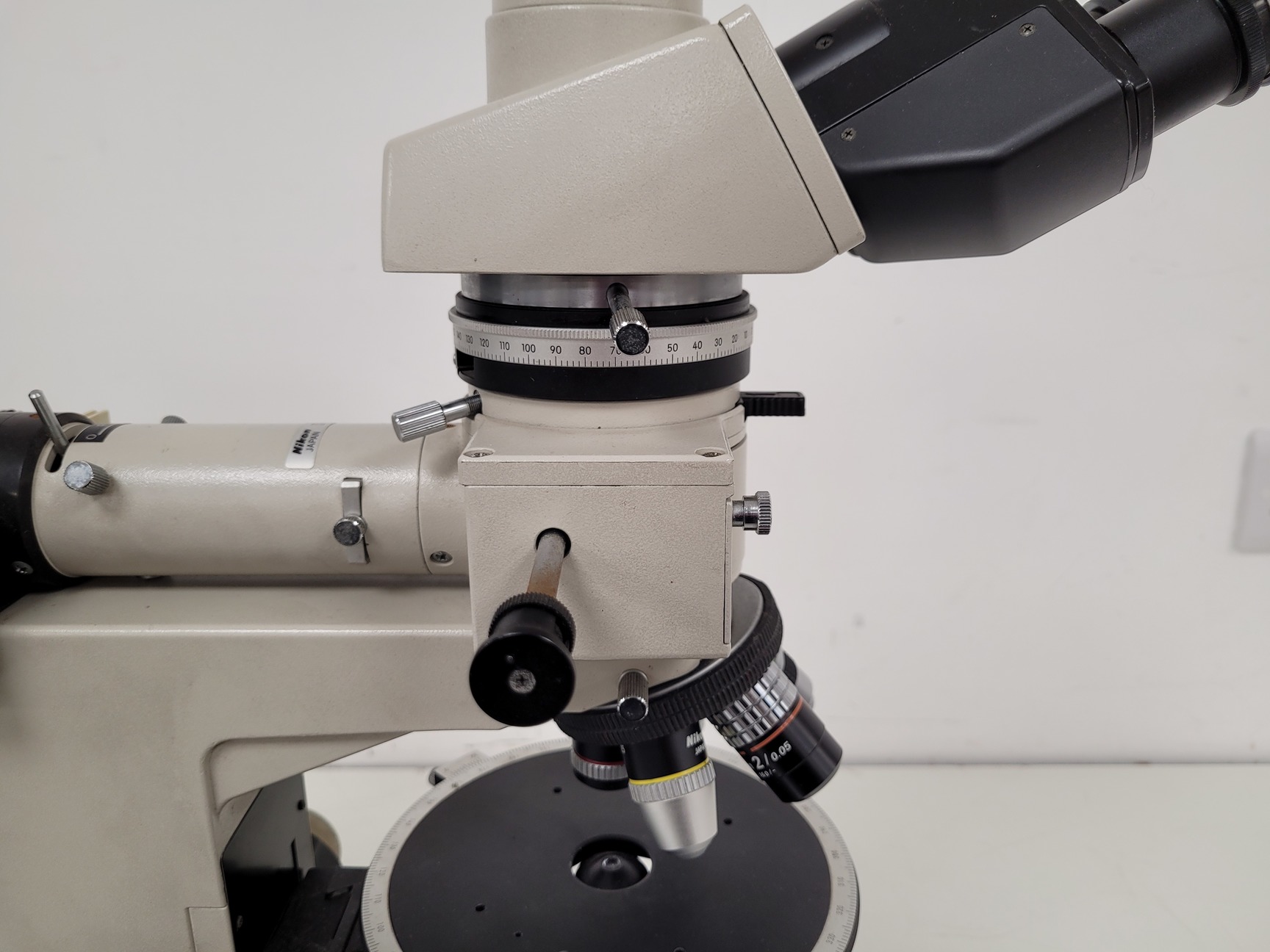 Image of Nikon Optiphot Compound Microscope with 5 x Objectives ph3 P DPlan 20P0 Lab