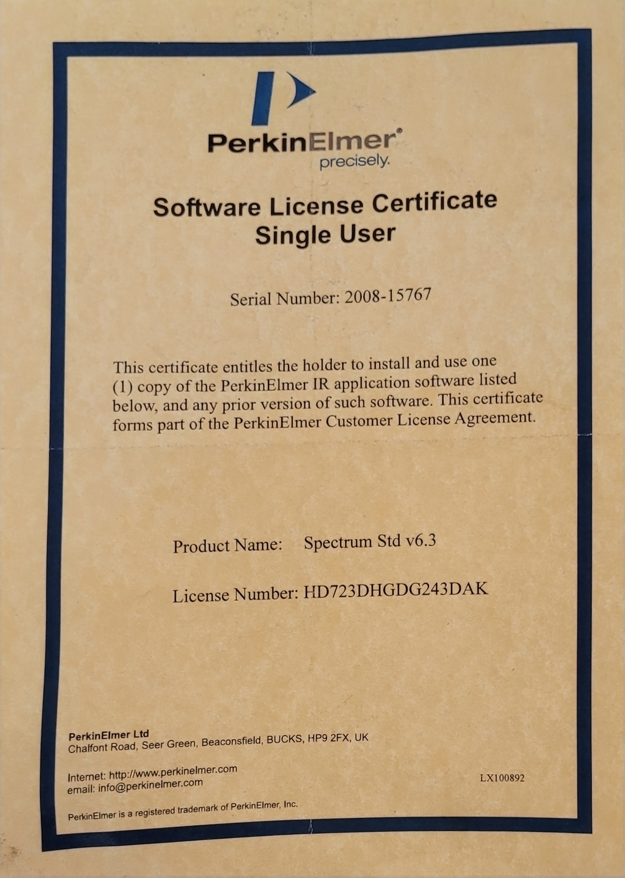 Image of Perkin Elmer Spectrum 400 FT-IR/FT-FIR Spectrometer Lab