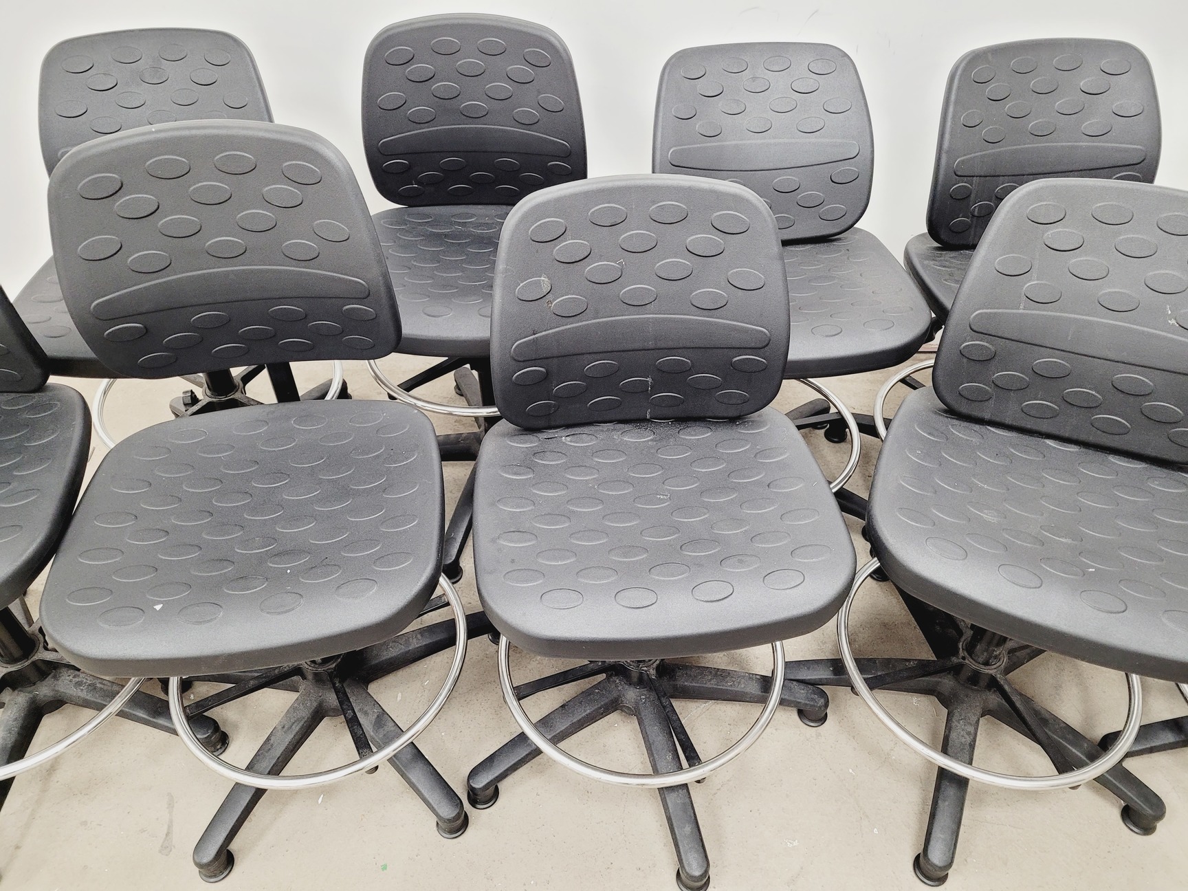 Image of Set of 10 Laboratory/Office Stools/Chairs - Black - Height Adjustable