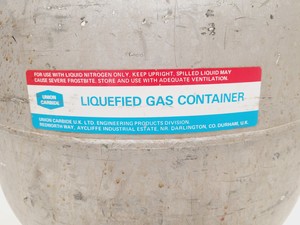 Thumbnail image of Union Carbide Liquefied Gas Container Liquid Nitrogen Dispensing Dewar Lab
