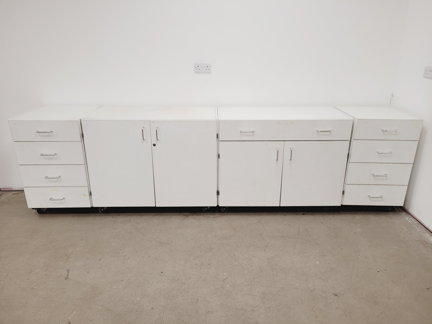 Image of 4 x White Laboratory Cupboards/Cabinets & Drawers Lab
