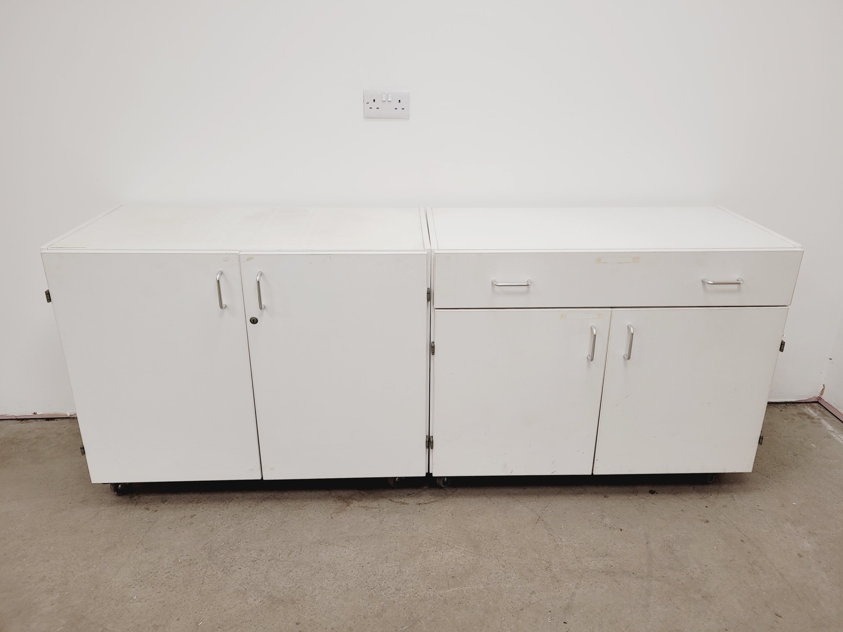 Image of 4 x White Laboratory Cupboards/Cabinets & Drawers Lab