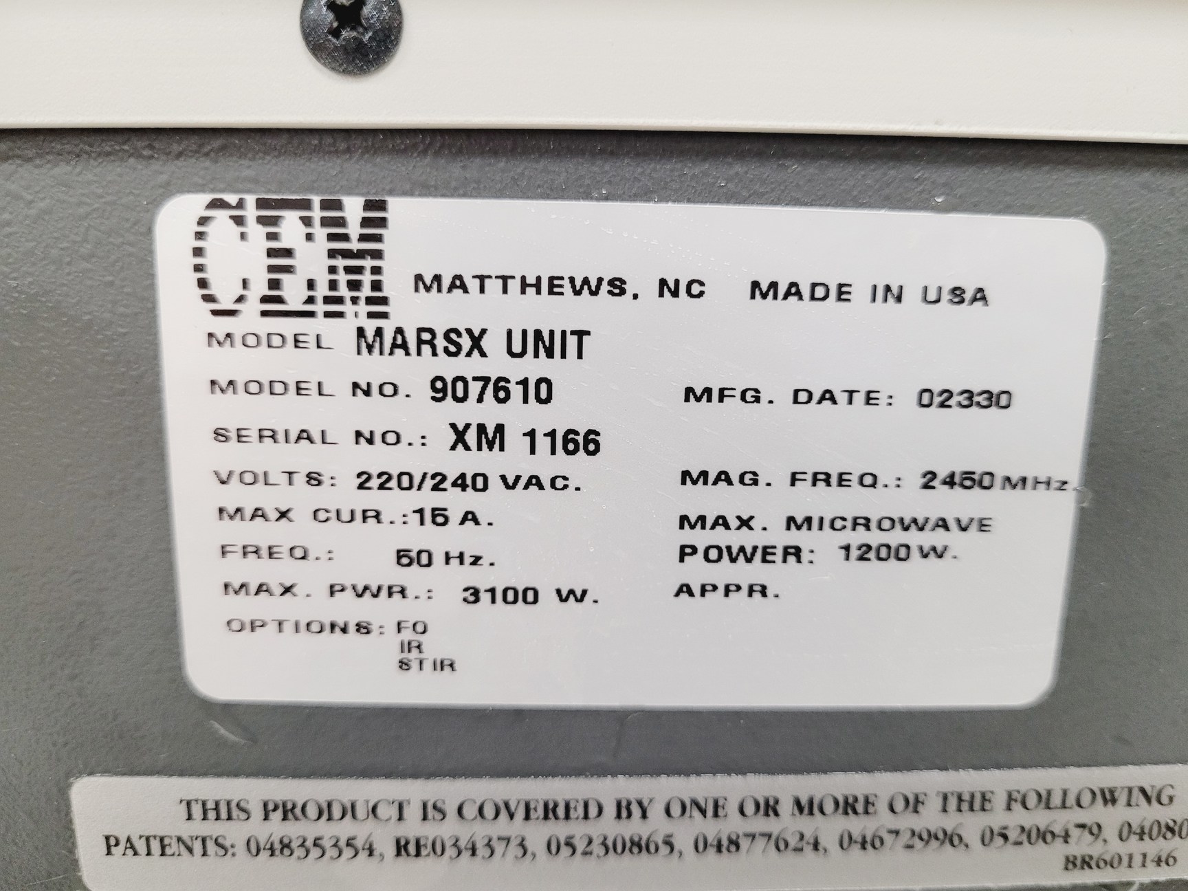 Image of CEM MarsX Microwave Digestion Oven  Model no. 907610 Lab